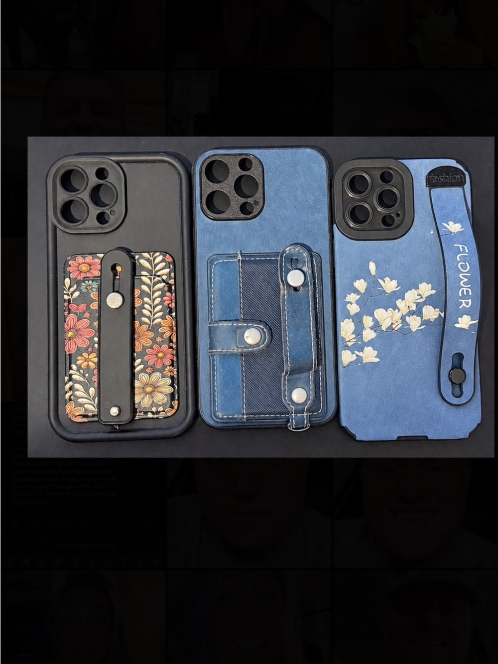 Black Floral & Denim & Blue floral Phone Case Bundle iPhone 13 Pro Max